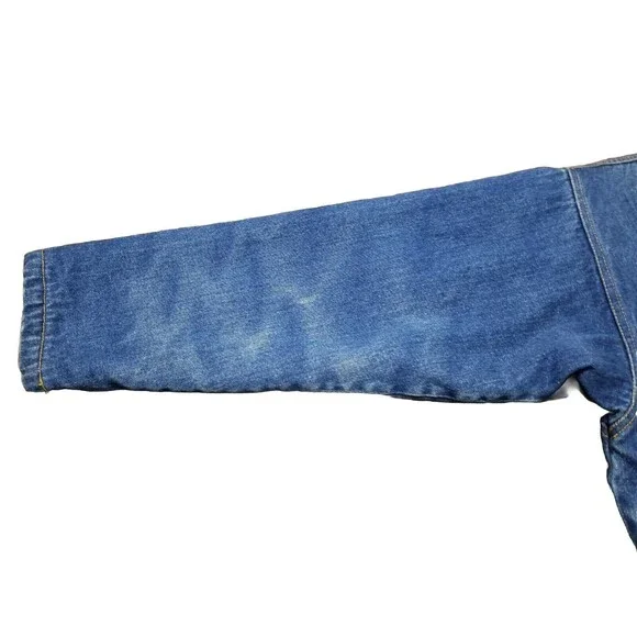 Sergio Valente Denim Jacket Women Size 6 Blue Hooded Sherpa Vtg Jean Barn Coat